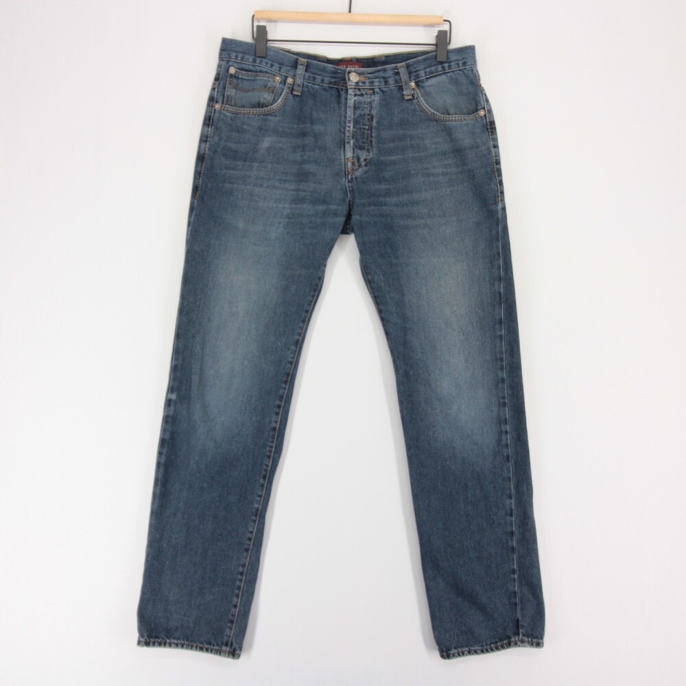 Ted Baker Jeans Mens 34R Blue Medium Wash Button Fly Straight Leg Denim